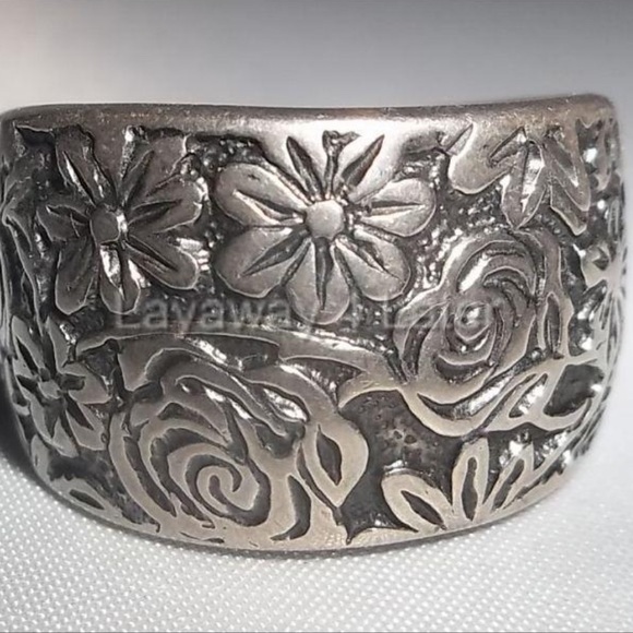 Silpada Vintage RARE Floral Garden Etched Oxidized Solid Sterling Silver Ring - Picture 7 of 10